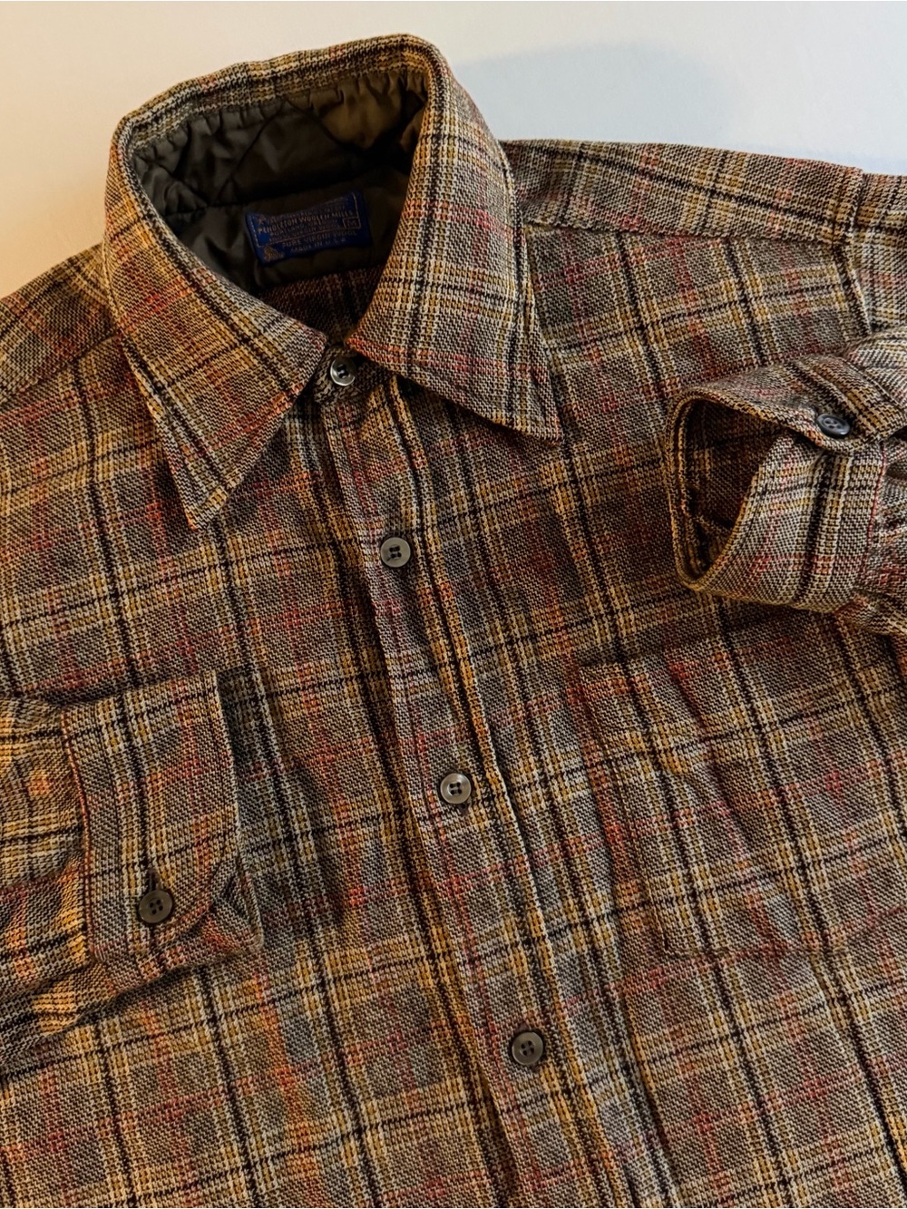 Vintage Pendleton 100% Virgin Wool Flannel Shirt Men M USA MADE Plaid Button Up